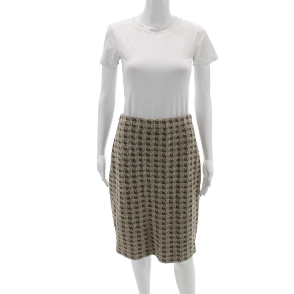 St. John Collection By Marie Gray Women Straight Pencil Skirt Beige Wool Size 8